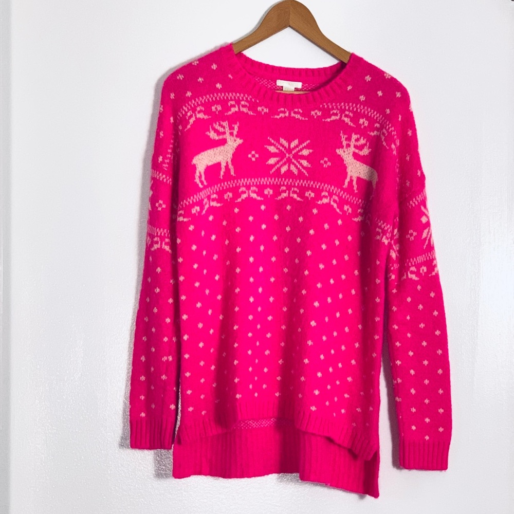 Forever 21 Bright Pink Reindeer Sweater